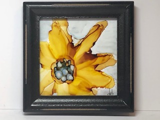 Small sunflower - Alcohol ink picture