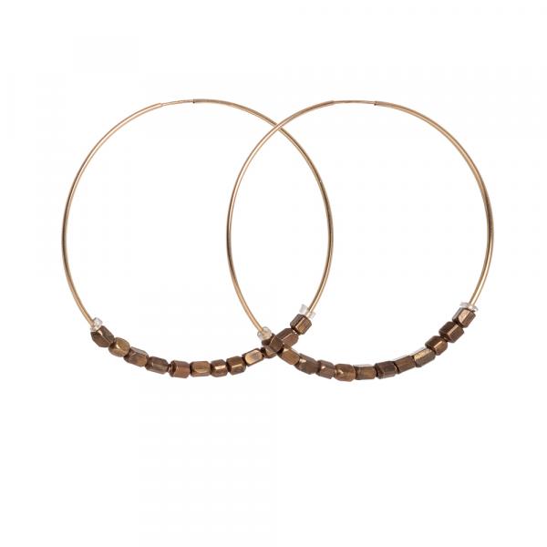 Brown African Bronze Beaded Hoops picture