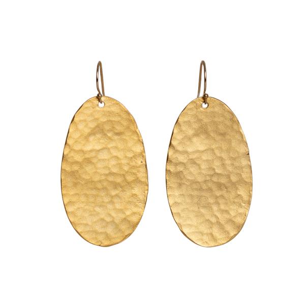 Hammered Oval Disk Earrings