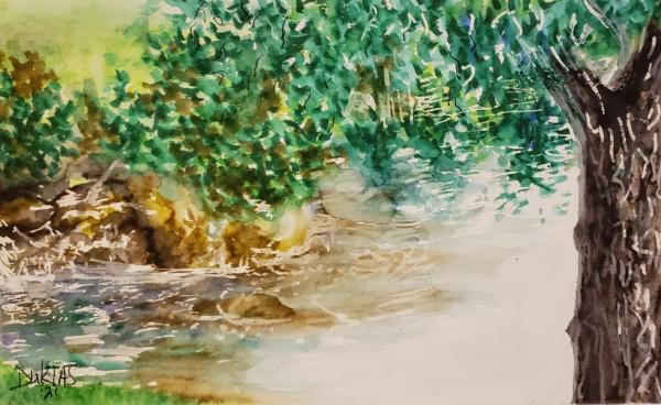 A Quiet Spot, on watercolour paper