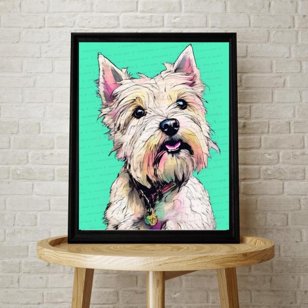 West Highland White Terrier Watercolor Wall Art Print &ndash; West Dog Portrait (Digital Download)