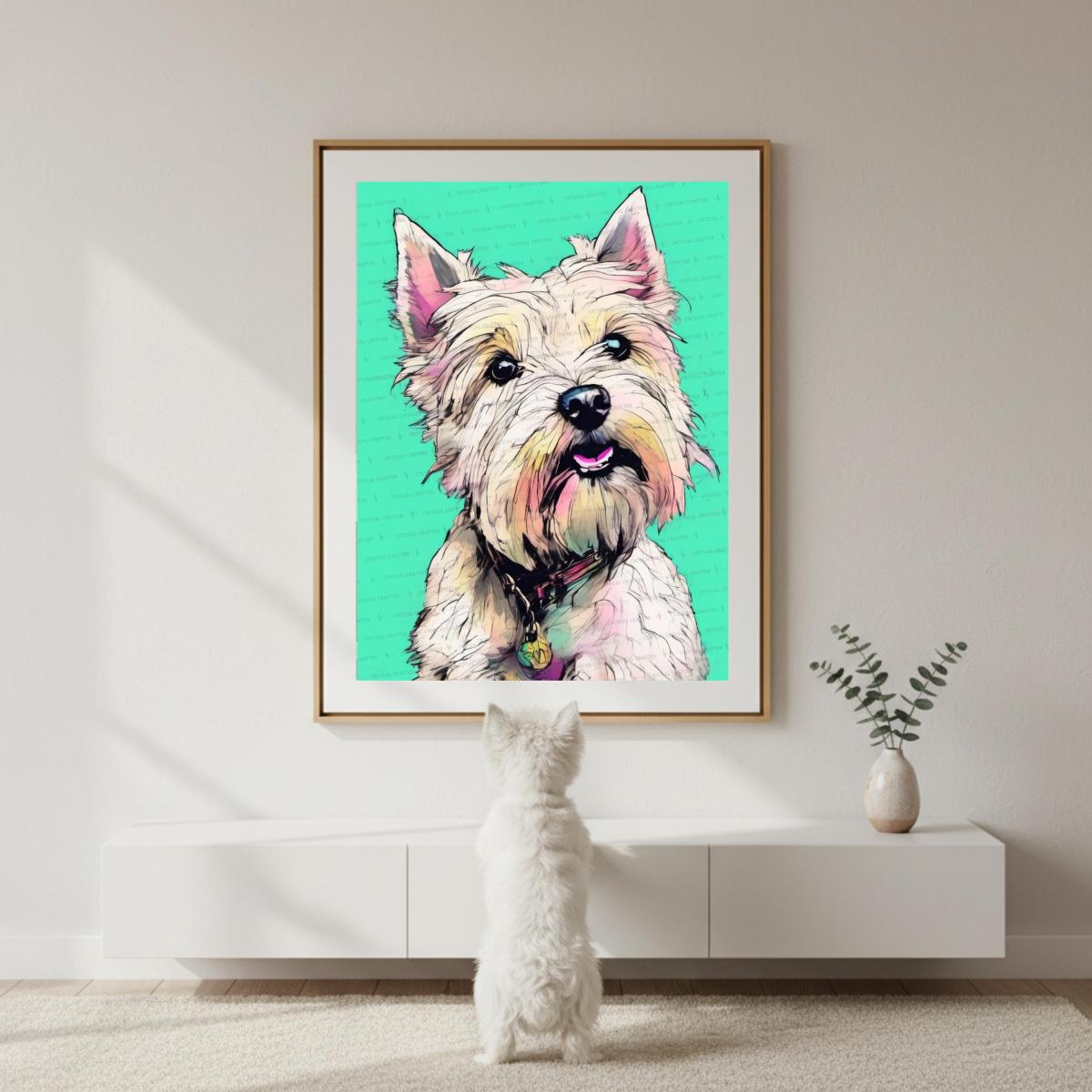 West Highland White Terrier Watercolor Wall Art Print &ndash; West Dog Portrait (Digital Download) picture