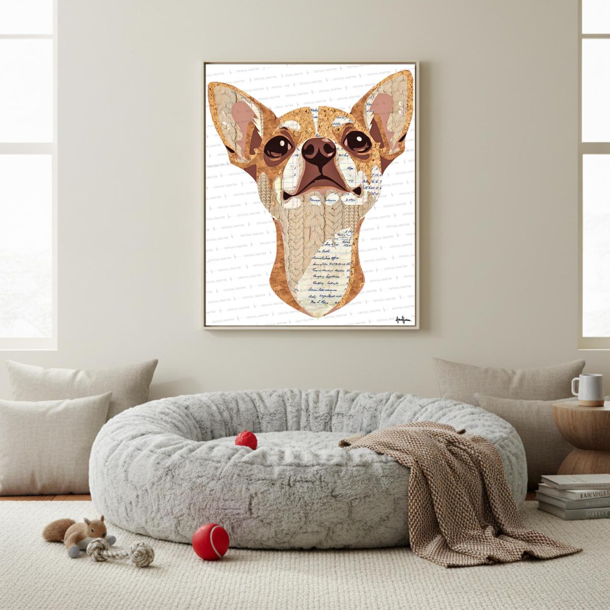 Chihuahua Paper Collage Art Print | Yorkshire Terrier Wall Art (Instant Download) picture
