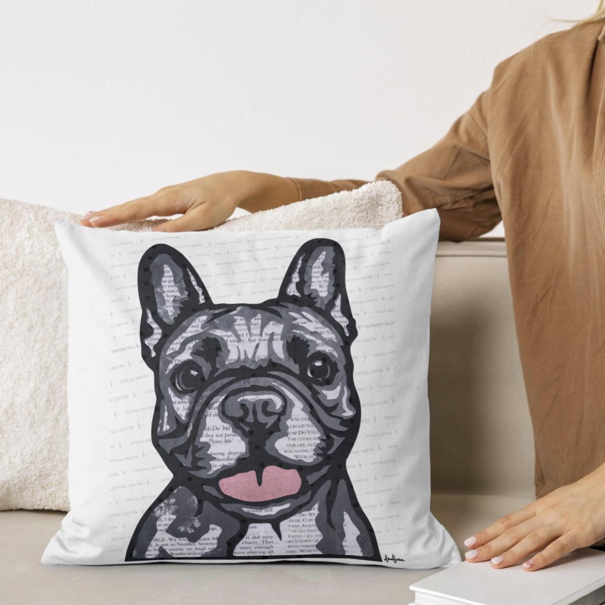 French Bulldog Paper Collage Art Print | Frenchie Wall Art (Instant Download) picture