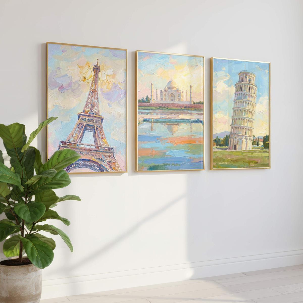 Leaning Tower of Pisa Print | Pastel Impressionist Italian Landscape Wall Art picture