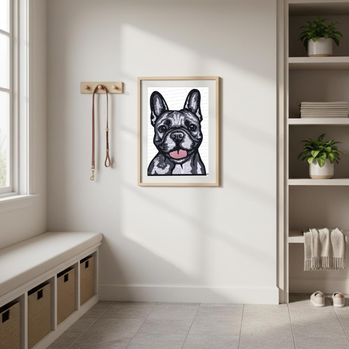 French Bulldog Paper Collage Art Print | Frenchie Wall Art (Instant Download) picture