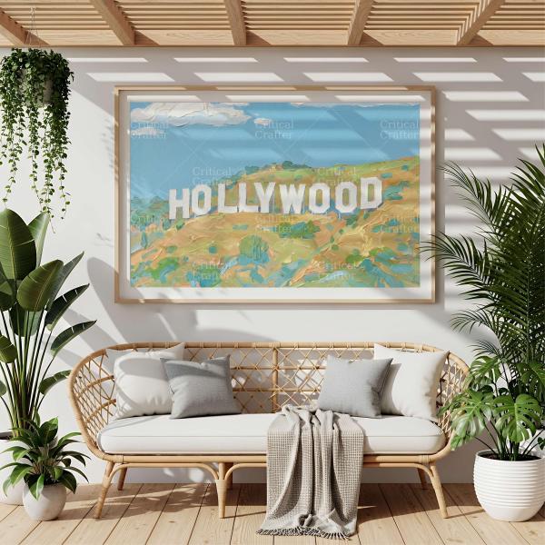 Hollywood Sign Art Print | Impressionist Landscape Wall Art, California Decor