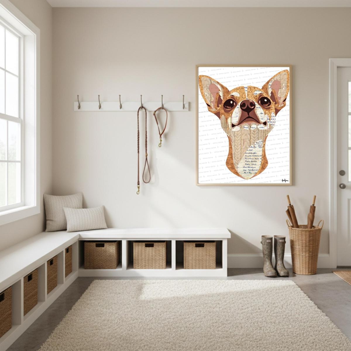 Chihuahua Paper Collage Art Print | Yorkshire Terrier Wall Art (Instant Download) picture
