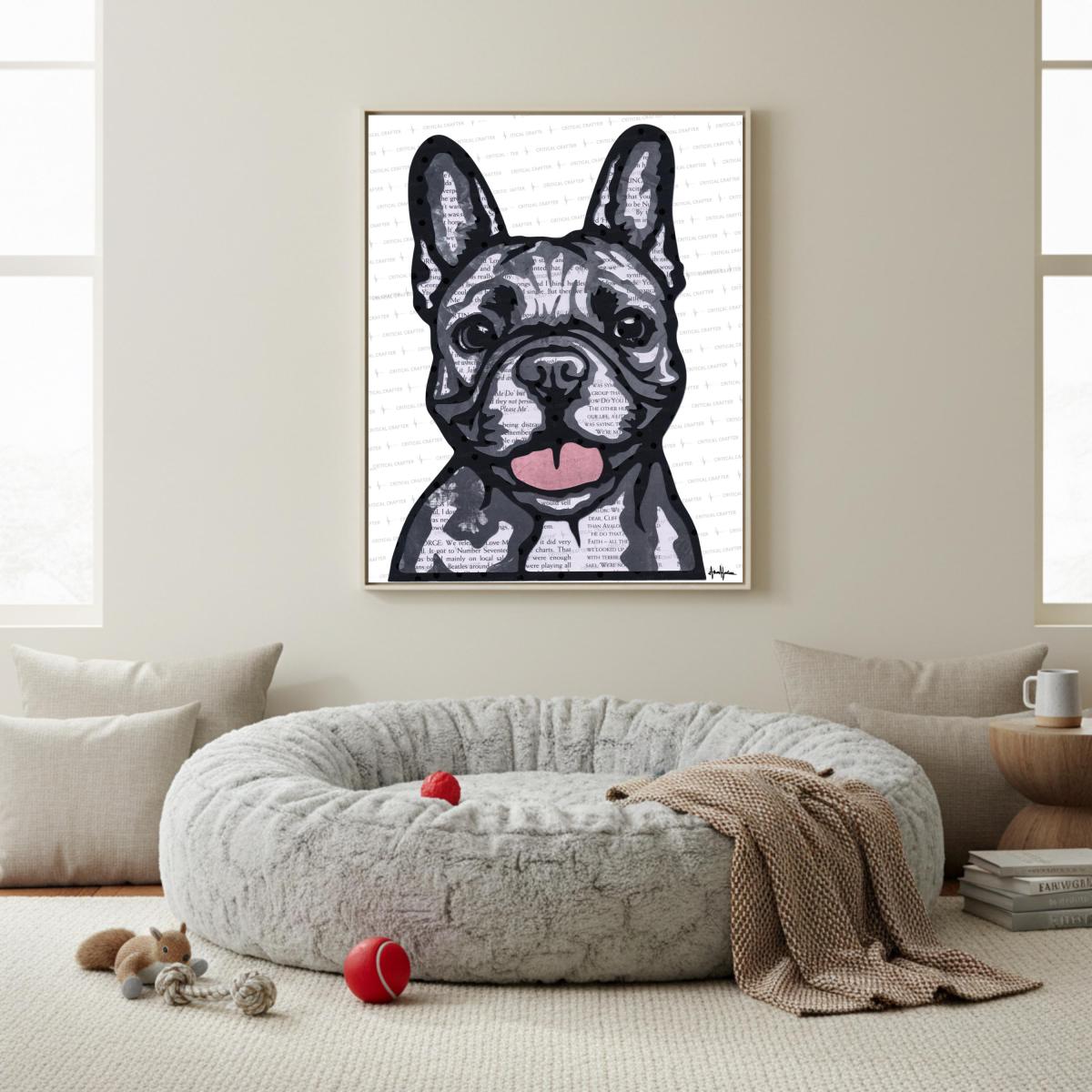 French Bulldog Paper Collage Art Print | Frenchie Wall Art (Instant Download) picture