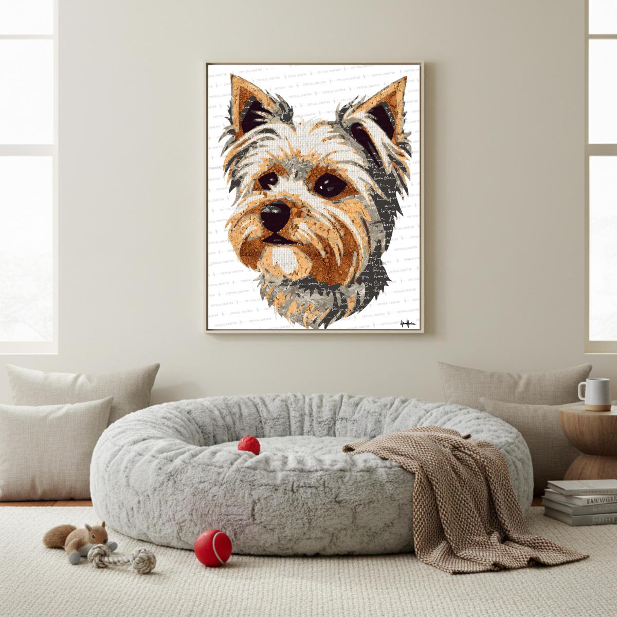 Yorkie Paper Collage Art Print | Yorkshire Terrier Wall Art (Instant Download) picture