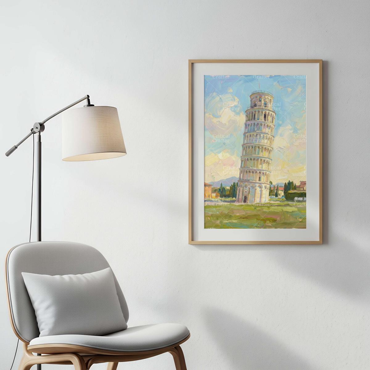 Leaning Tower of Pisa Print | Pastel Impressionist Italian Landscape Wall Art picture