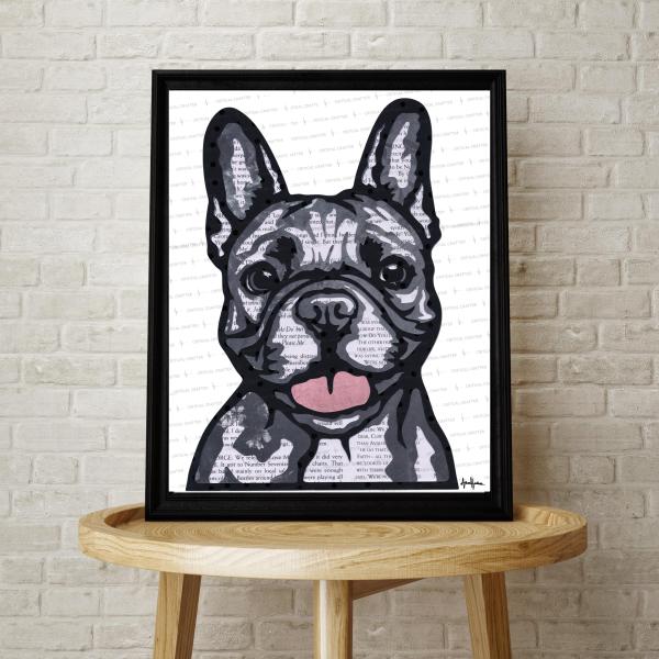 French Bulldog Paper Collage Art Print | Frenchie Wall Art (Instant Download)