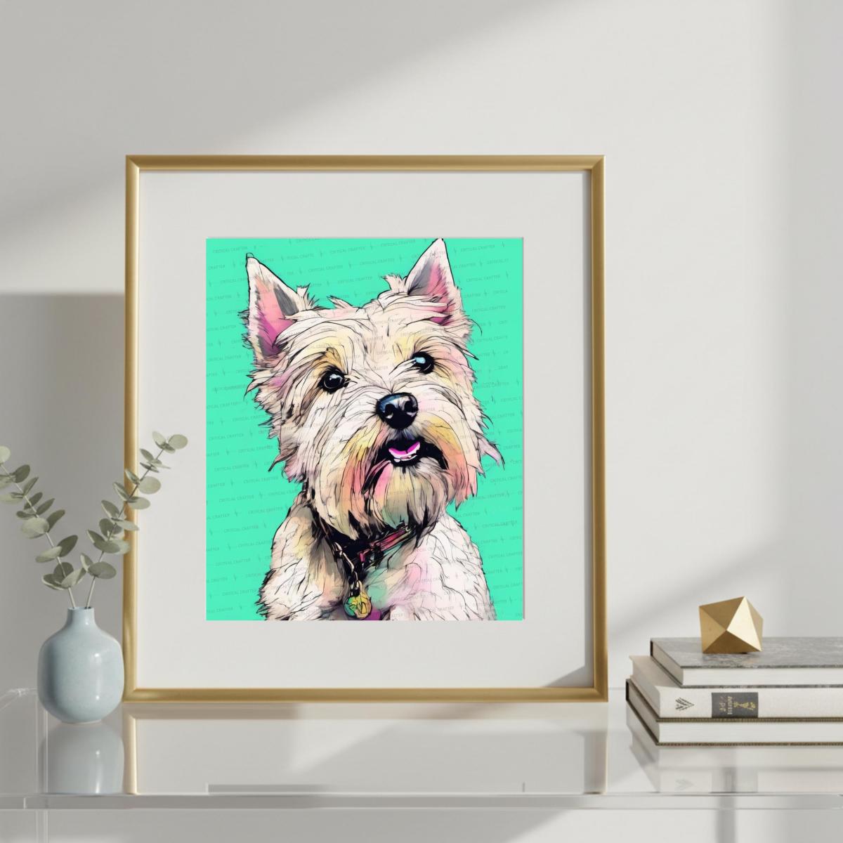 West Highland White Terrier Watercolor Wall Art Print &ndash; West Dog Portrait (Digital Download) picture