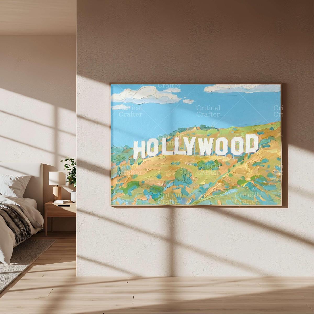 Hollywood Sign Art Print | Impressionist Landscape Wall Art, California Decor picture