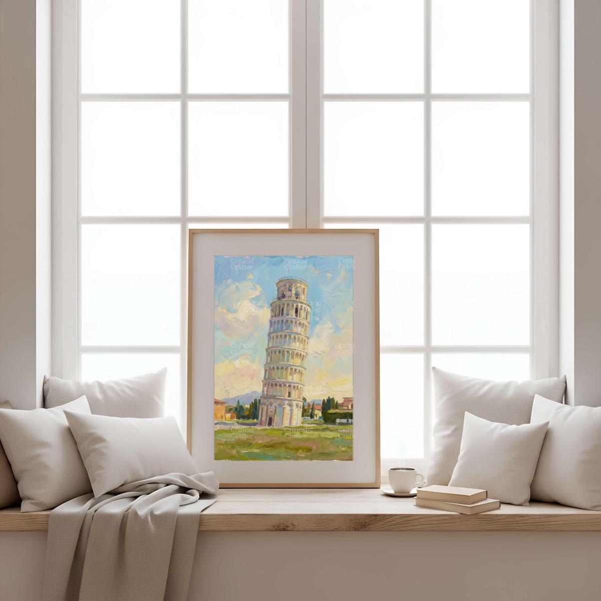 Leaning Tower of Pisa Print | Pastel Impressionist Italian Landscape Wall Art picture