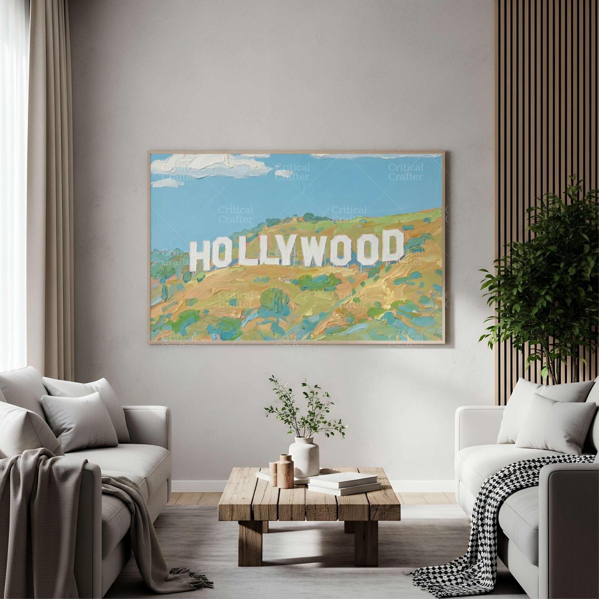 Hollywood Sign Art Print | Impressionist Landscape Wall Art, California Decor picture
