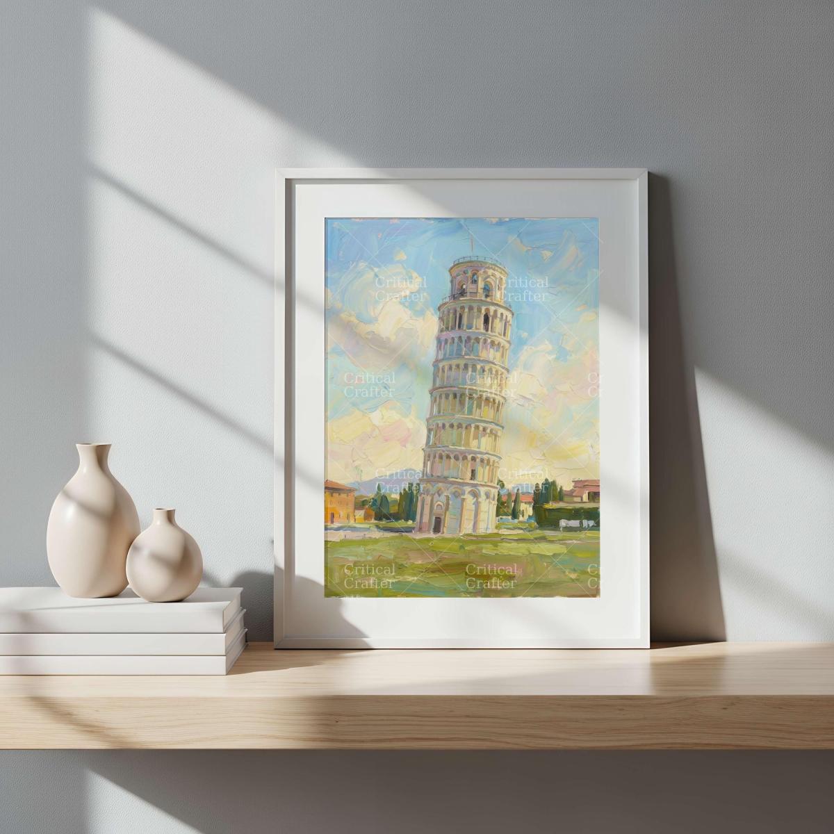 Leaning Tower of Pisa Print | Pastel Impressionist Italian Landscape Wall Art picture