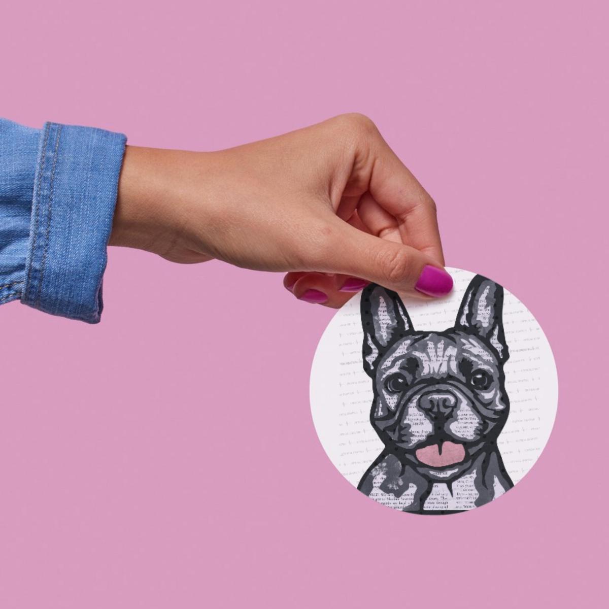 French Bulldog Paper Collage Art Print | Frenchie Wall Art (Instant Download) picture