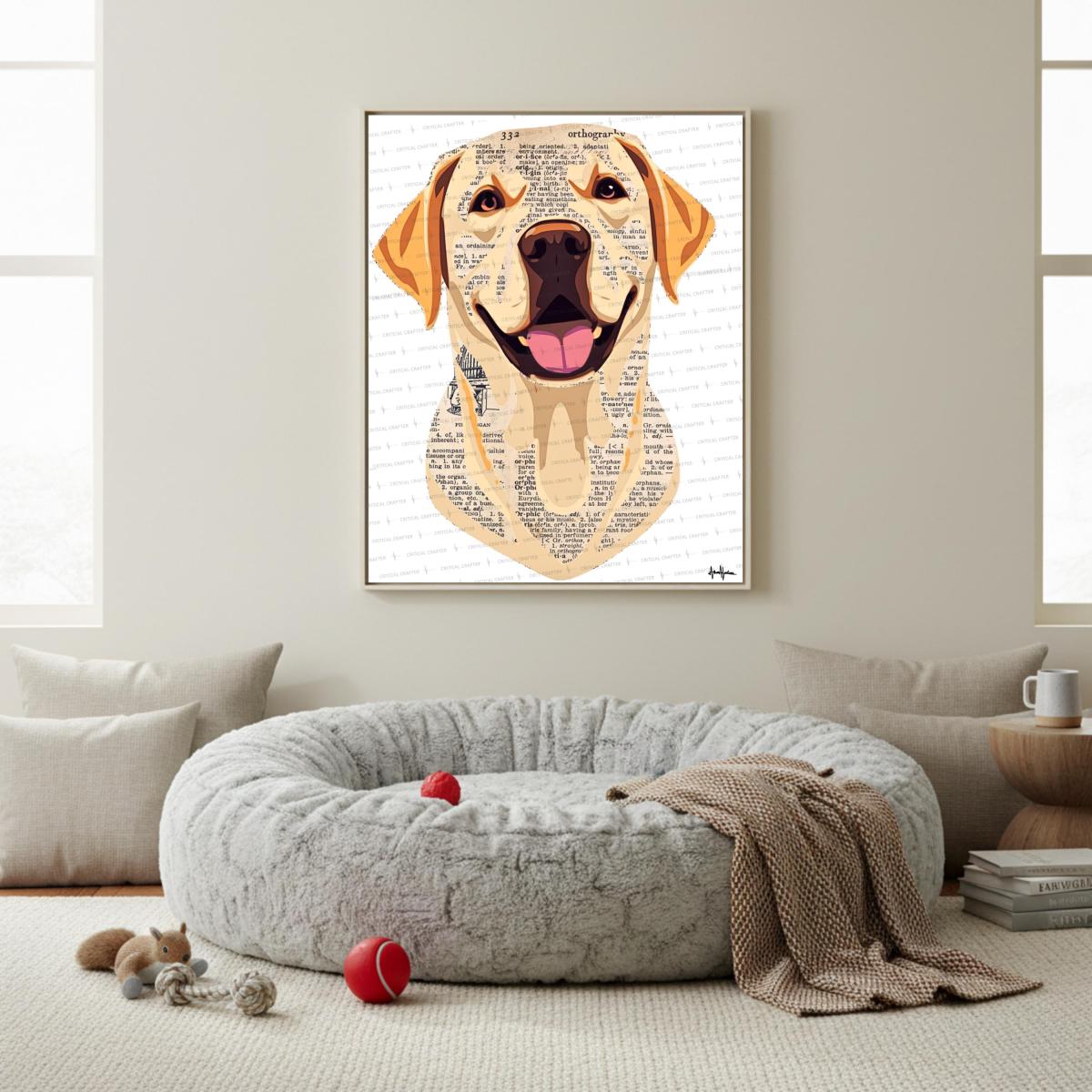 Labrador Paper Collage Art Print | Yellow Lab Wall Art (Instant Download) picture