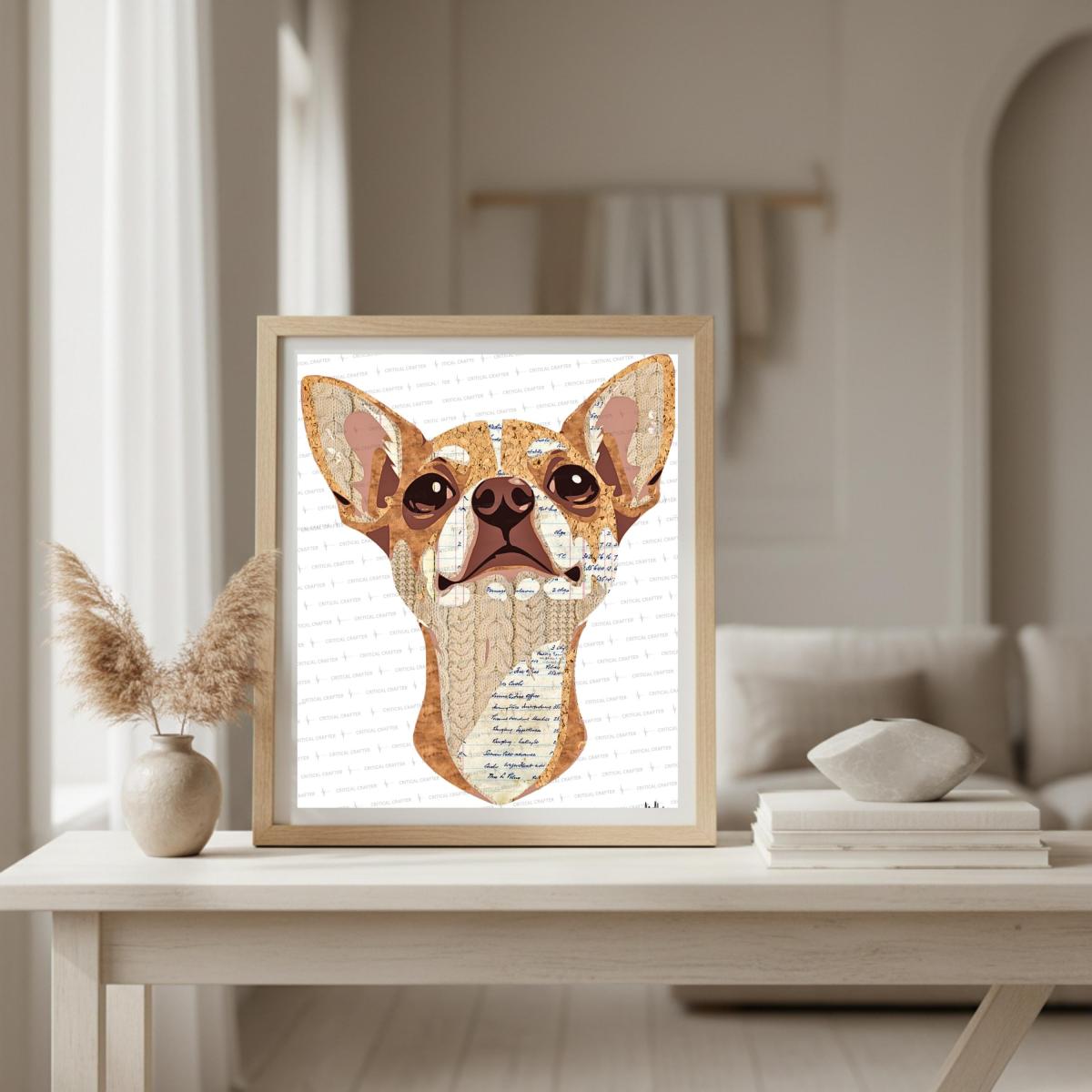 Chihuahua Paper Collage Art Print | Yorkshire Terrier Wall Art (Instant Download) picture