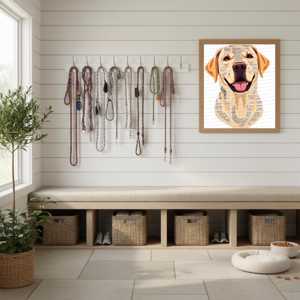 Labrador Paper Collage Art Print | Yellow Lab Wall Art (Instant Download) picture
