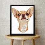 Chihuahua Paper Collage Art Print | Yorkshire Terrier Wall Art (Instant Download)
