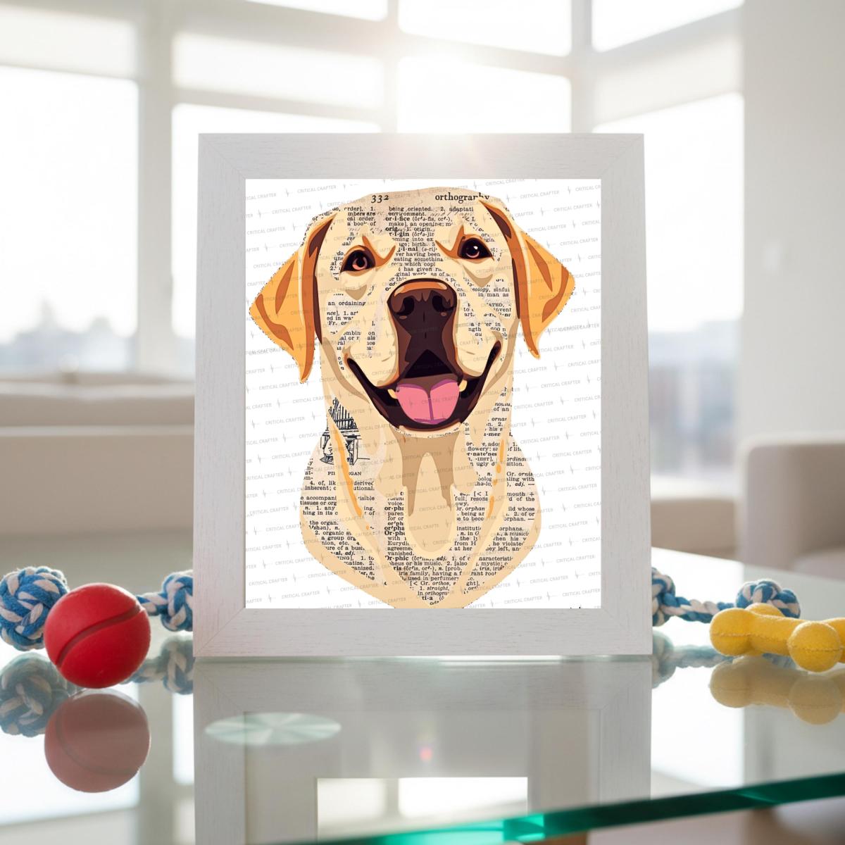 Labrador Paper Collage Art Print | Yellow Lab Wall Art (Instant Download) picture