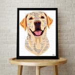 Labrador Paper Collage Art Print | Yellow Lab Wall Art (Instant Download)