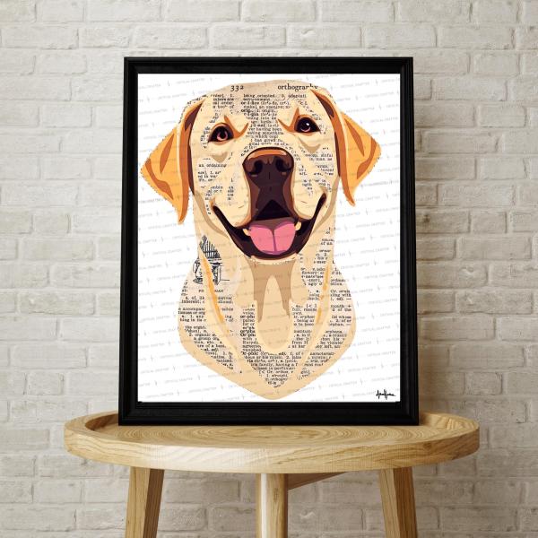 Labrador Paper Collage Art Print | Yellow Lab Wall Art (Instant Download)