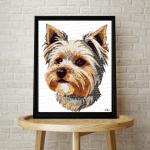 Yorkie Paper Collage Art Print | Yorkshire Terrier Wall Art (Instant Download)
