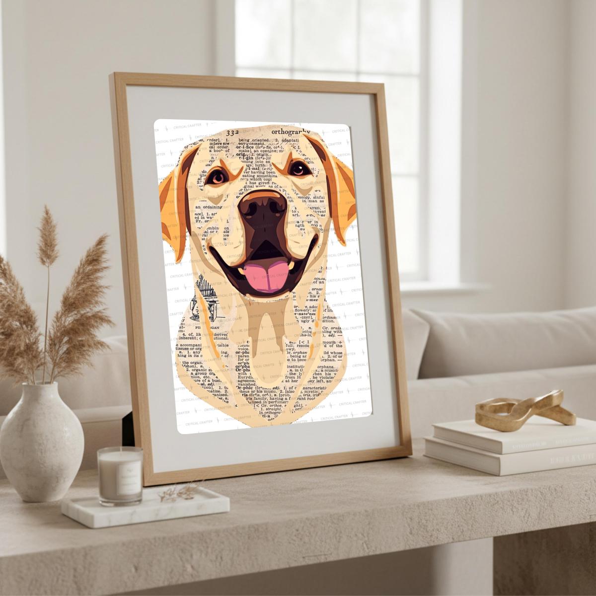 Labrador Paper Collage Art Print | Yellow Lab Wall Art (Instant Download) picture