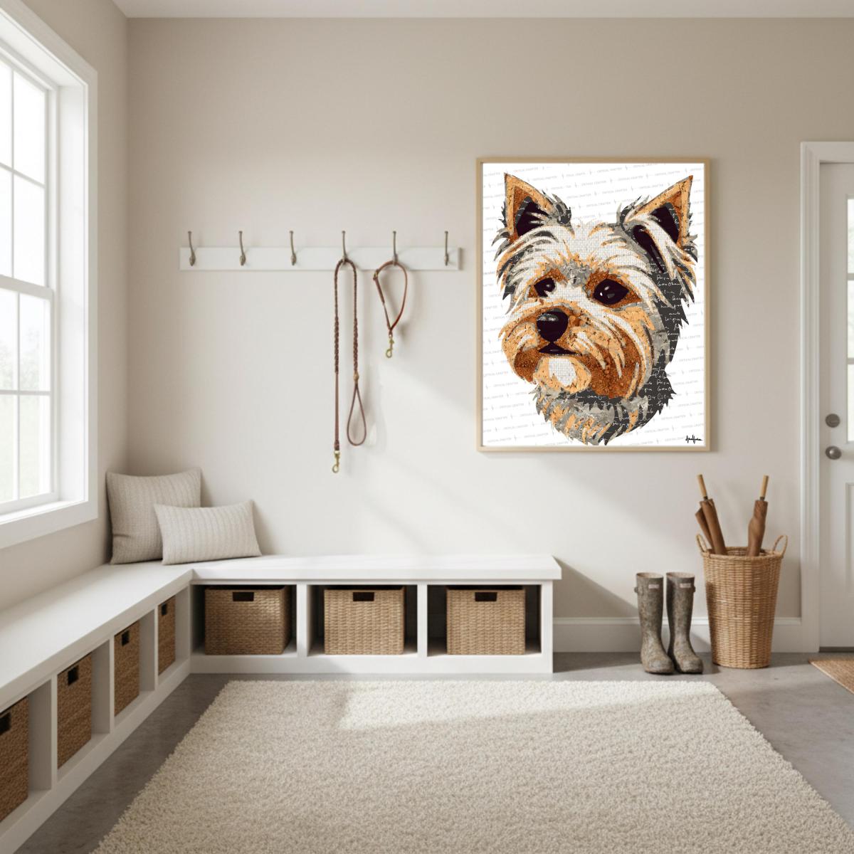 Yorkie Paper Collage Art Print | Yorkshire Terrier Wall Art (Instant Download) picture