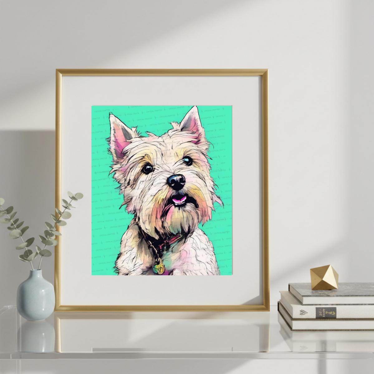West Highland White Terrier Watercolor Wall Art Print &ndash; West Dog Portrait (Digital Download) picture