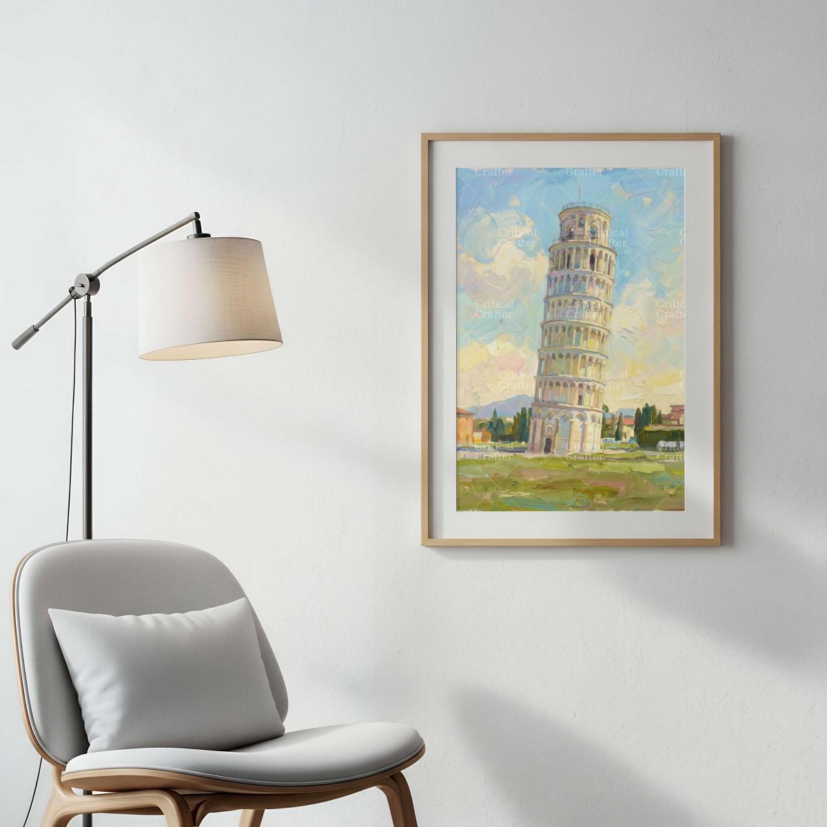 Leaning Tower of Pisa Print | Pastel Impressionist Italian Landscape Wall Art picture