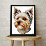 Yorkie Paper Collage Art Print | Yorkshire Terrier Wall Art (Instant Download)