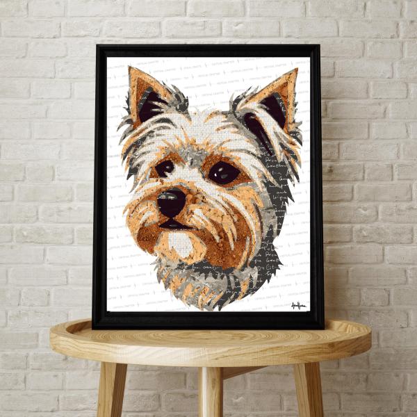 Yorkie Paper Collage Art Print | Yorkshire Terrier Wall Art (Instant Download)