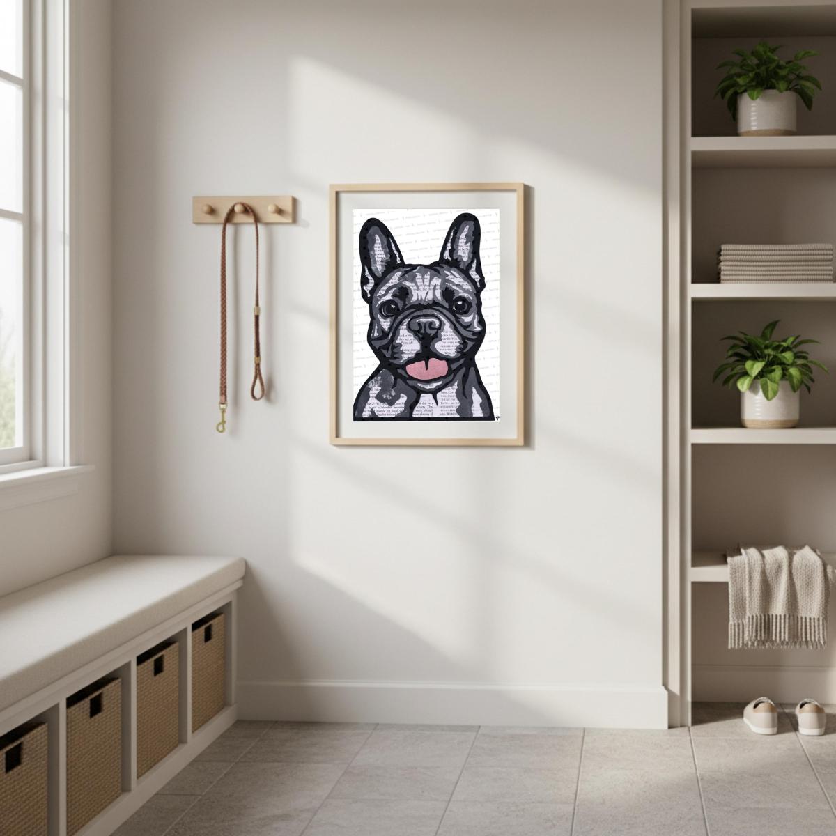 French Bulldog Paper Collage Art Print | Frenchie Wall Art (Instant Download) picture