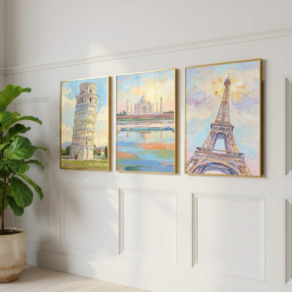 Leaning Tower of Pisa Print | Pastel Impressionist Italian Landscape Wall Art picture