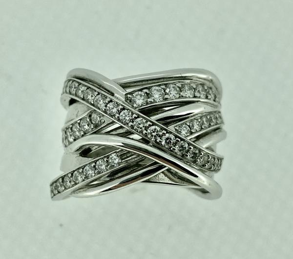 Diamond Crossover Coil Ring