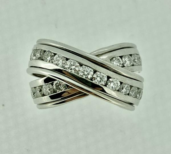 Diamond Crossover Coil Ring