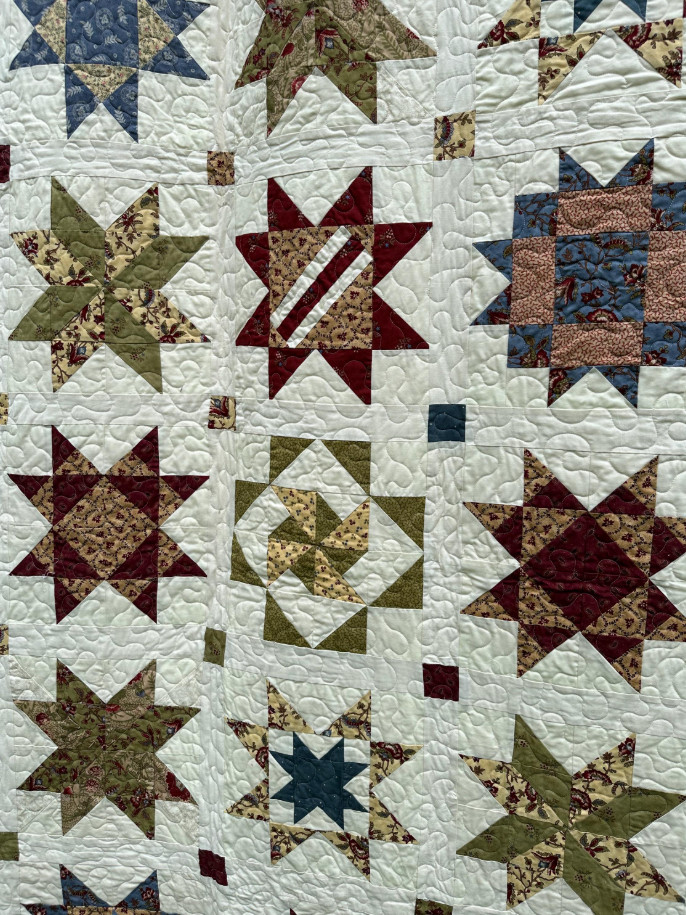 Handmade Star Pattern Quilt - 100% Cotton, Full/Queen Size, Soft & Durable picture