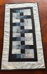 Blue Batik Hues Table Topper with Black Trim 19x35 inches