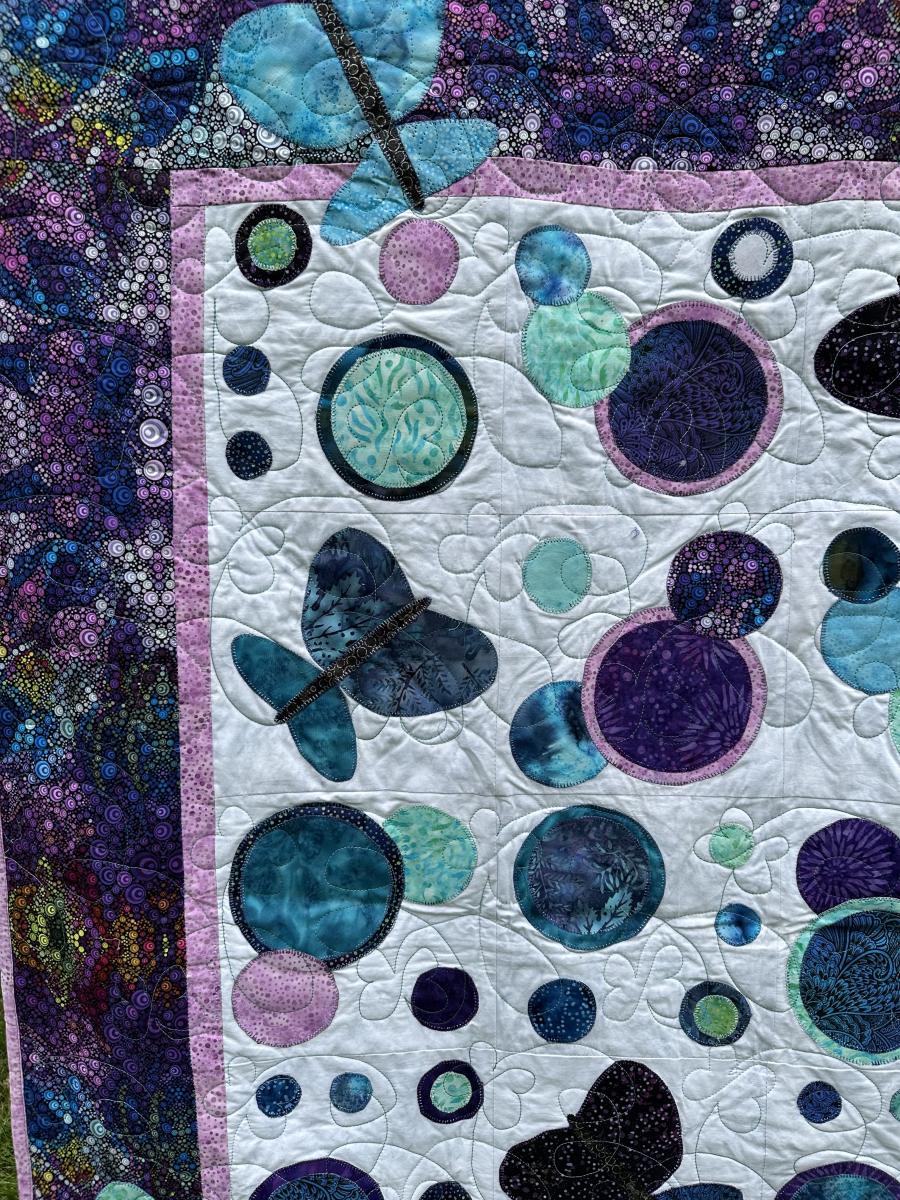 Handmade Butterfly Quilt (45x53 in) - Cotton Batik Applique Design picture