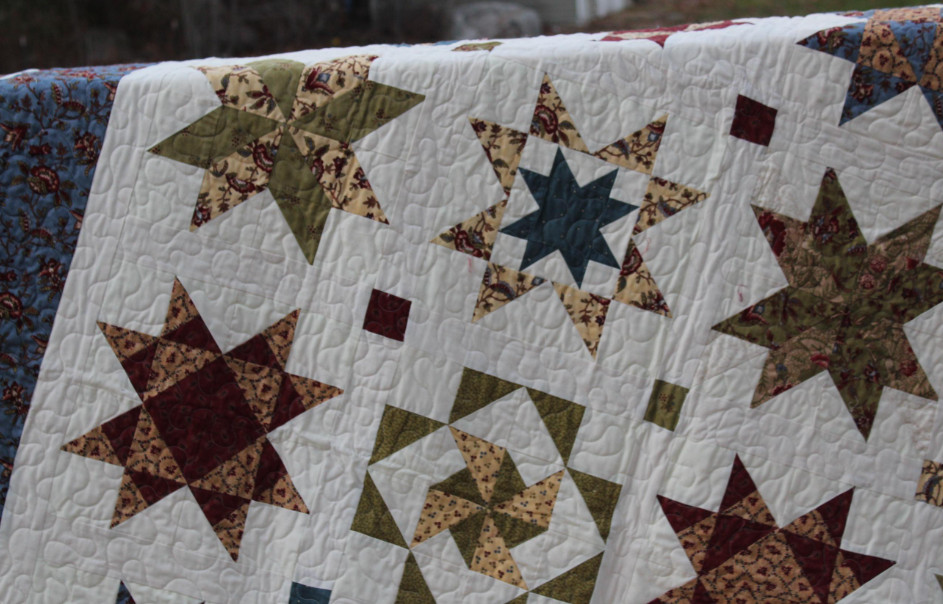 Handmade Star Pattern Quilt - 100% Cotton, Full/Queen Size, Soft & Durable picture