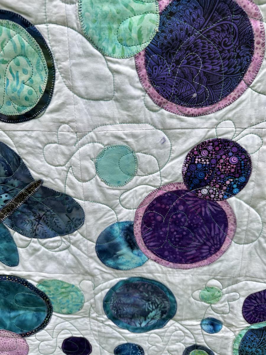 Handmade Butterfly Quilt (45x53 in) - Cotton Batik Applique Design picture