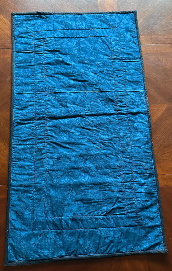 Blue Batik Hues Table Topper with Black Trim 19x35 inches picture