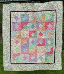 Handmade Pastel Throw Quilt &ndash; Geometric Floral, Spring D&eacute;cor
