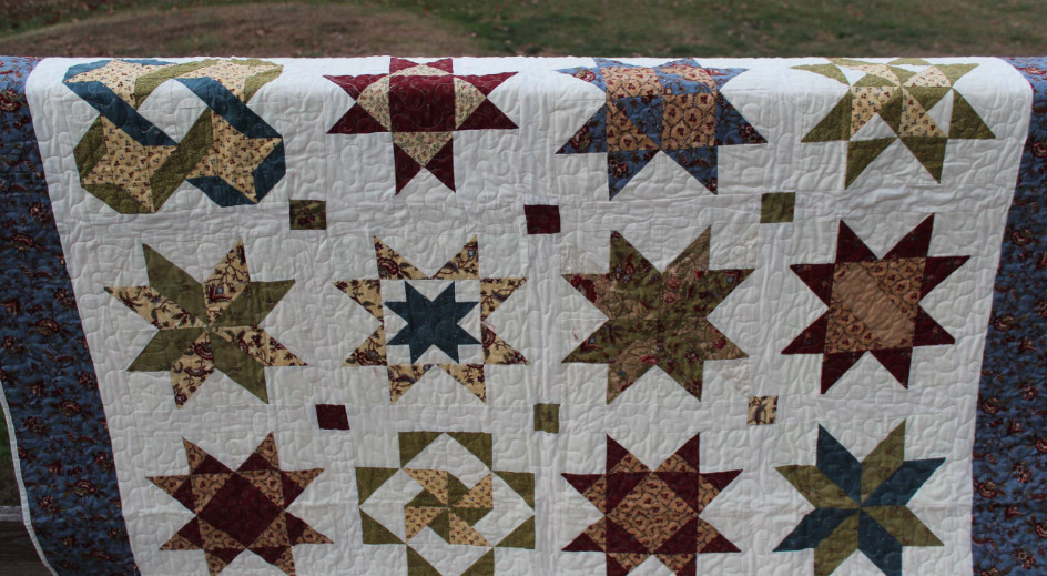 Handmade Star Pattern Quilt - 100% Cotton, Full/Queen Size, Soft & Durable picture