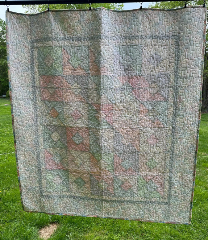 Handmade Pastel Throw Quilt &ndash; Geometric Floral, Spring D&eacute;cor picture