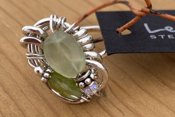 Size 7.75 Sterling Peridot and Prehnite Ring